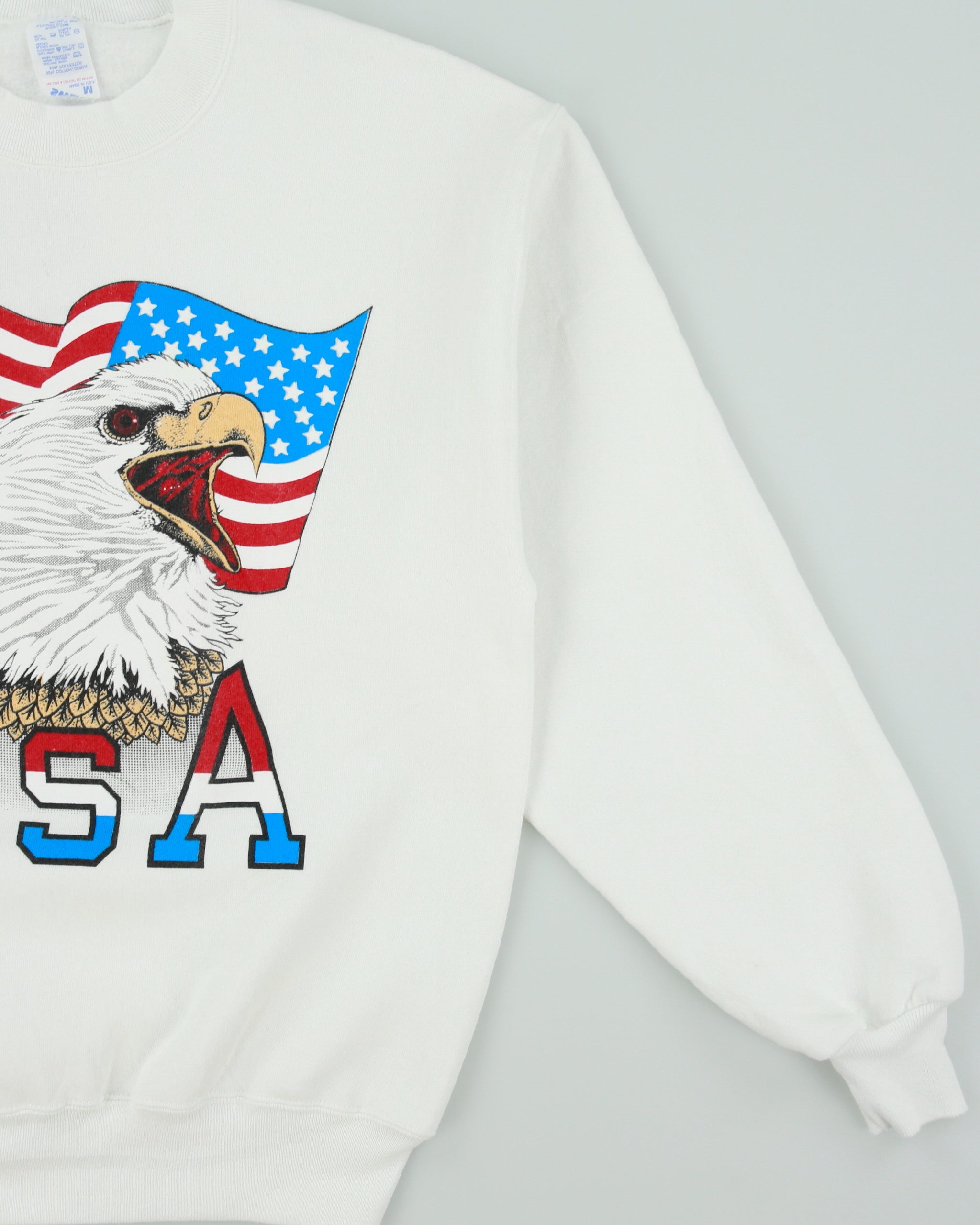 Vintage 1980s USA Eagle White Made In USA Crewneck Sweatshirt - M