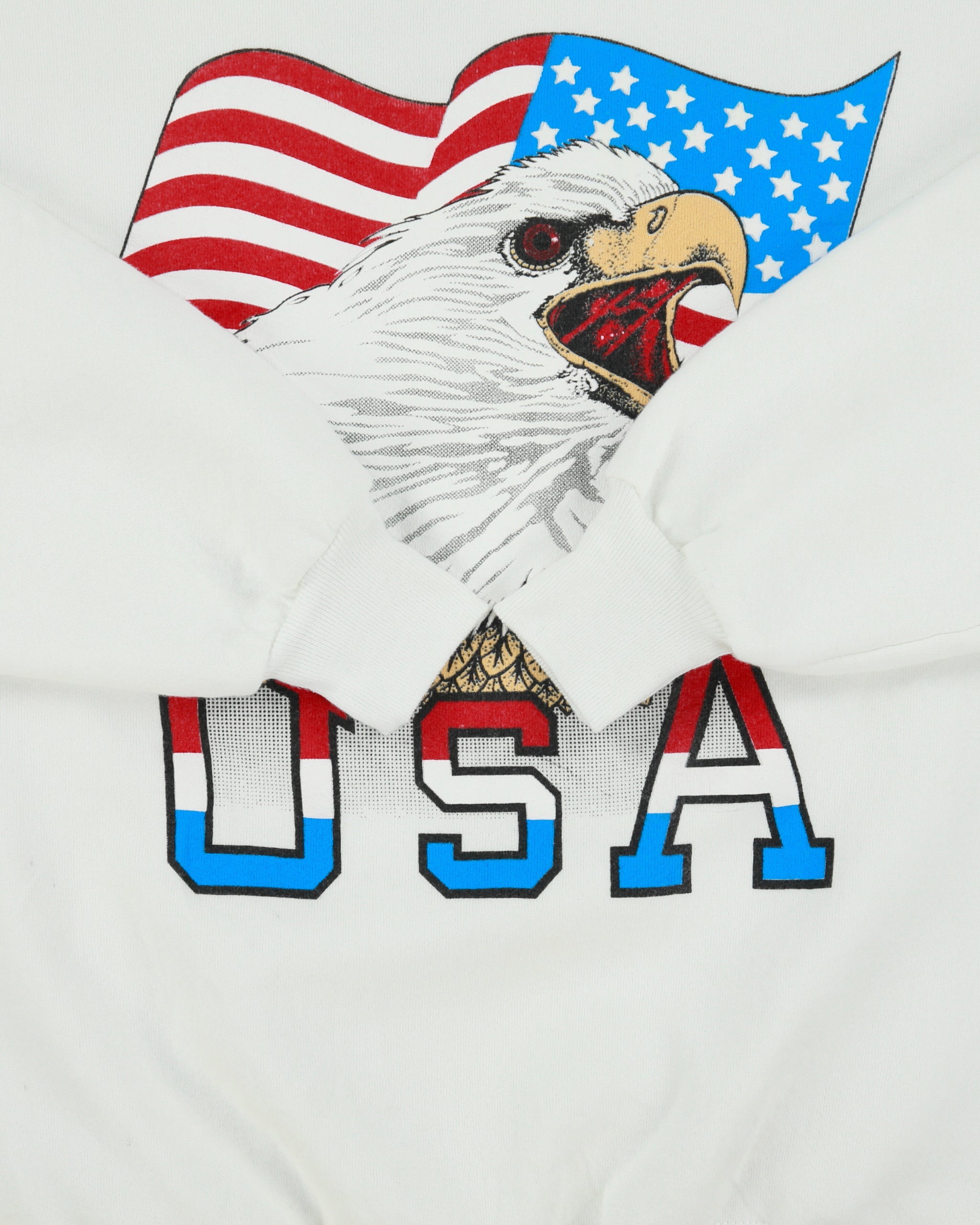 Vintage 1980s USA Eagle White Made In USA Crewneck Sweatshirt - M