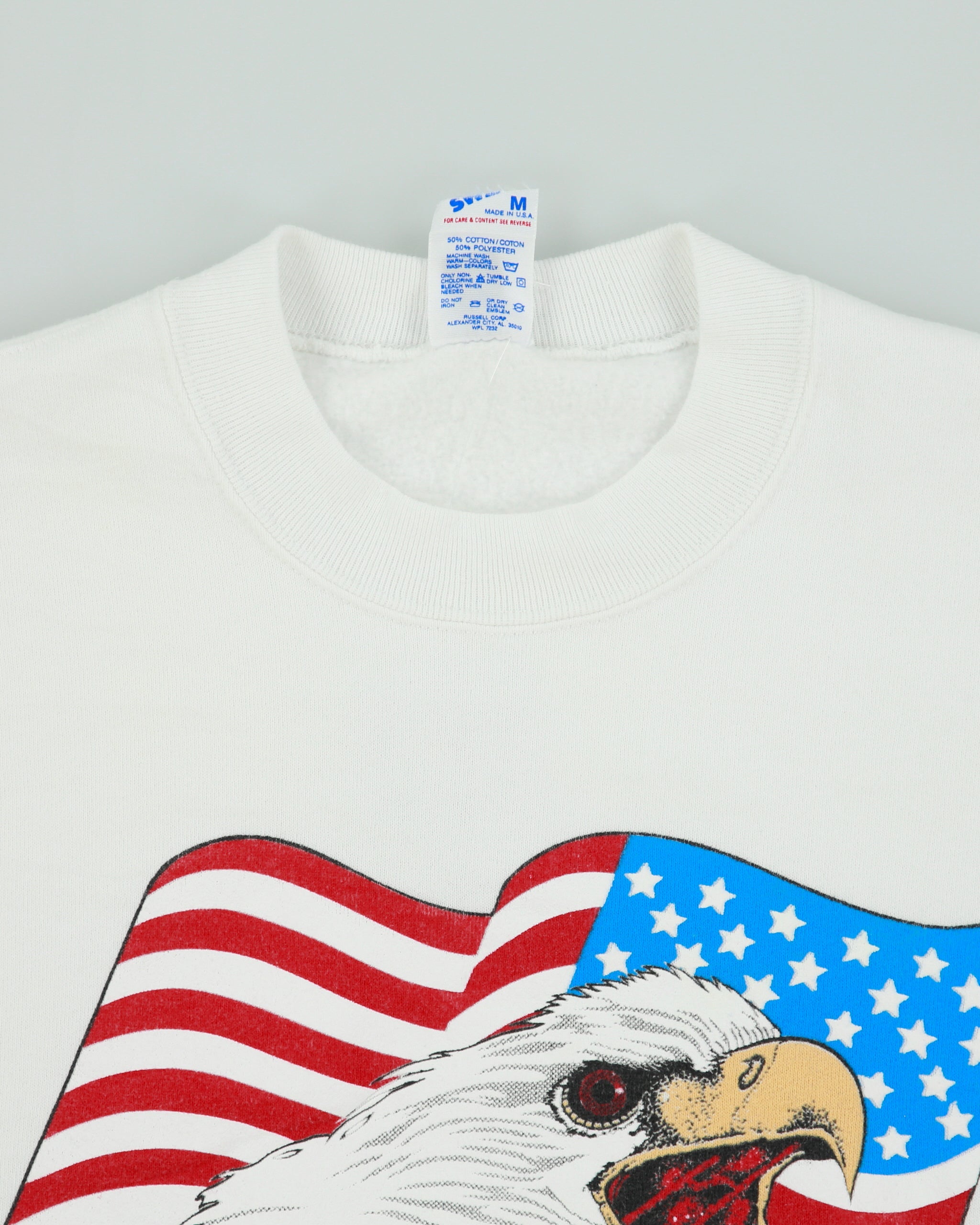 Vintage 1980s USA Eagle White Made In USA Crewneck Sweatshirt - M