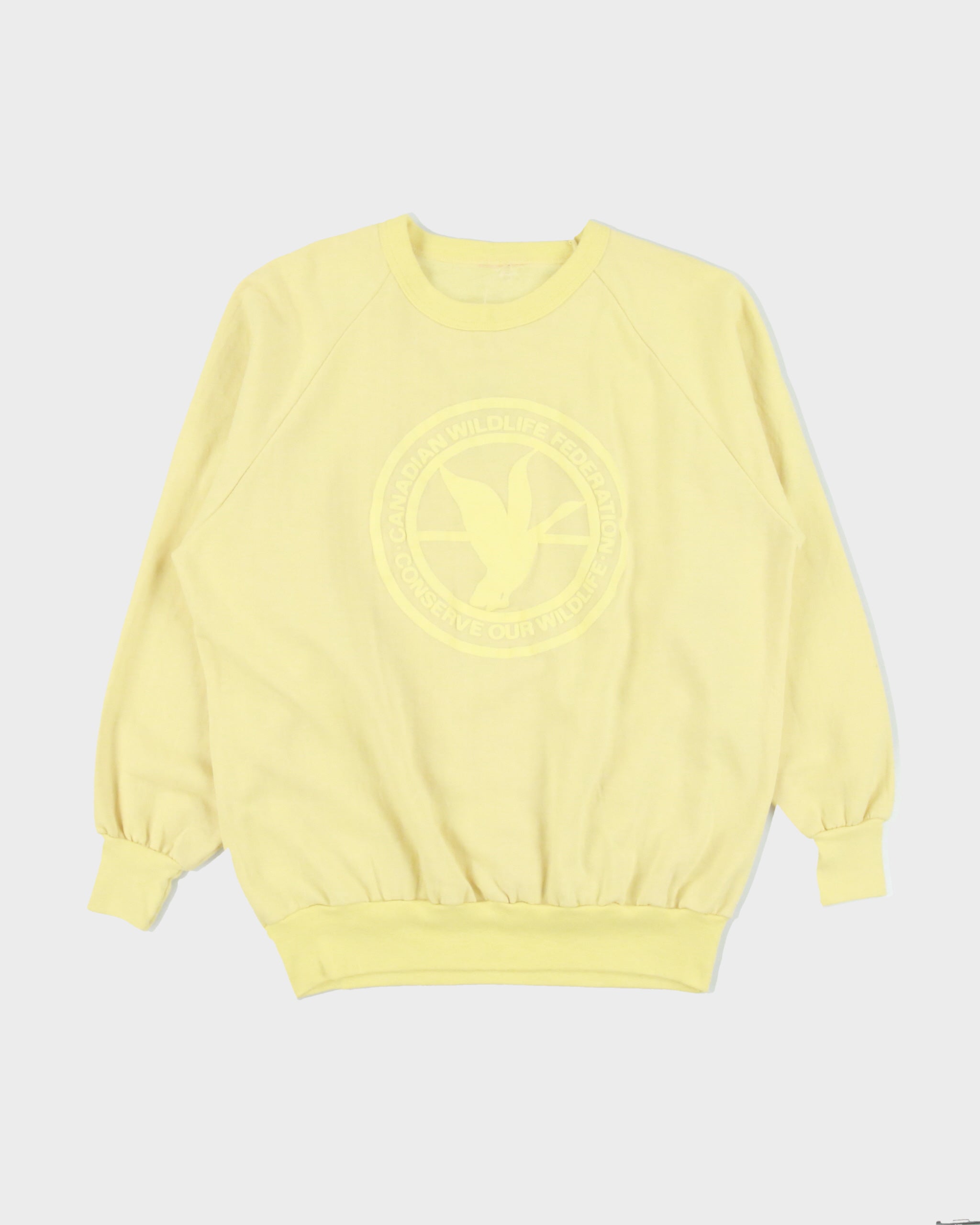 Vintage 1970s Canadian Wildlife Federation Puff Print Made In Canada Crewneck Sweatshirt - M