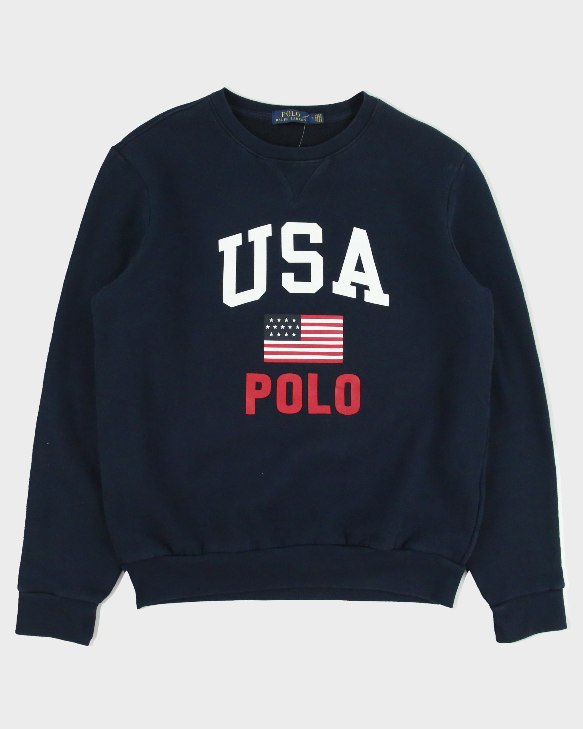 Vintage Polo Ralph Lauren USA Fleece Lined Crewneck Sweatshirt - L