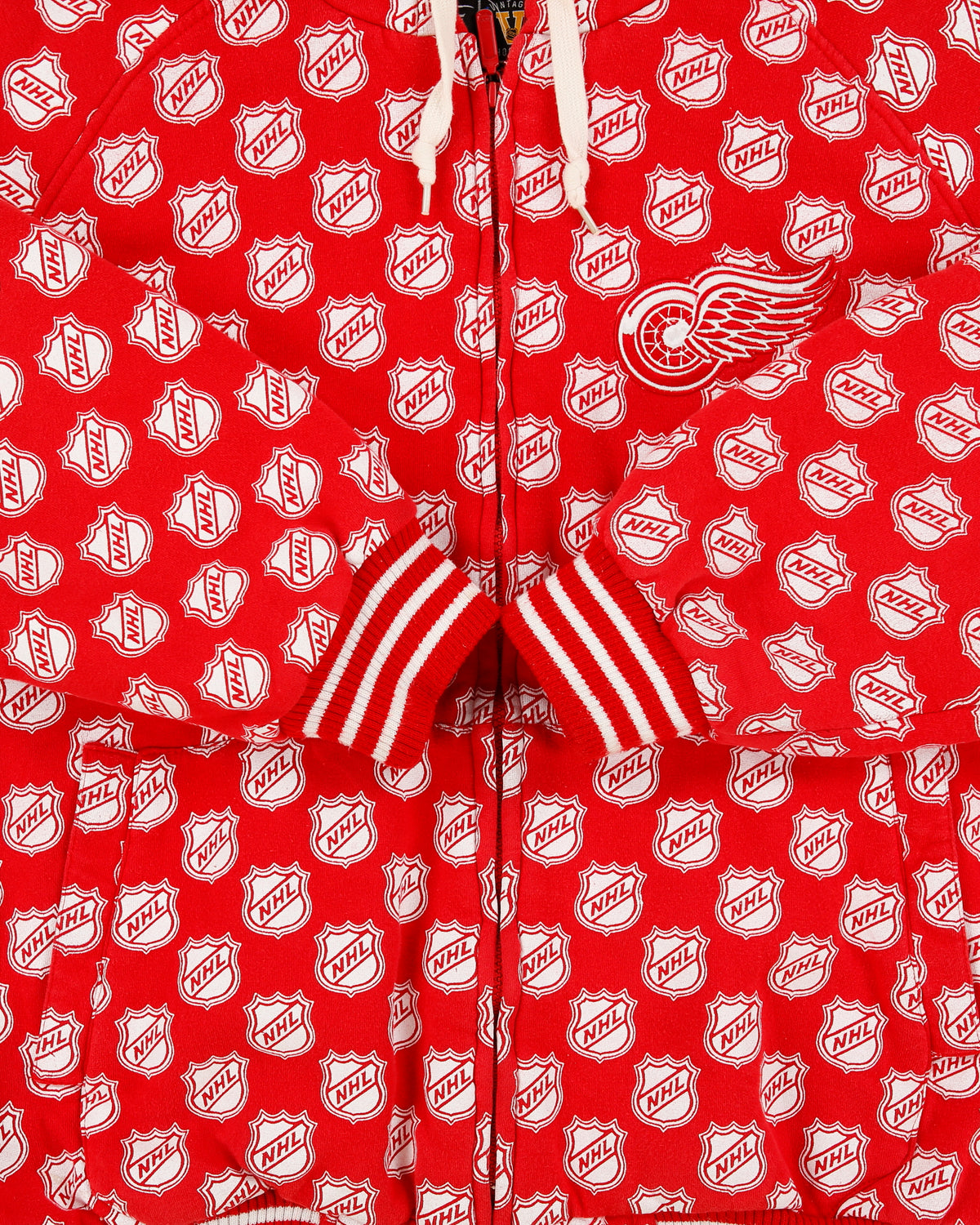 Vintage Y2K 00s G-III Carl Banks Detroit Red Wings NHL Ice Hockey Quilt Lined Zip-Up Hoodie - L