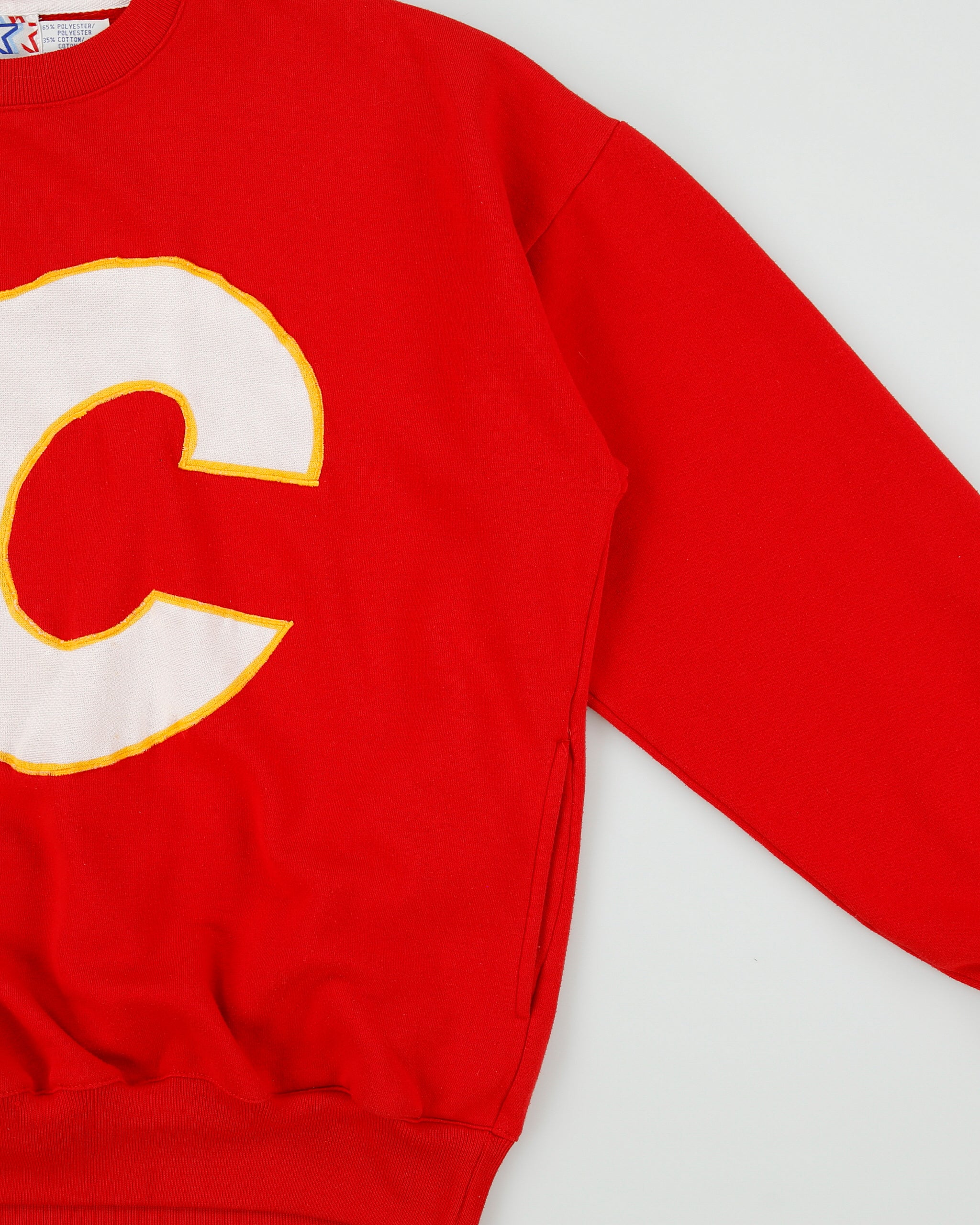 Vintage 1980s Starter Calgary Flames Embroidered NHL Crewneck Pocket Sweatshirt - XL
