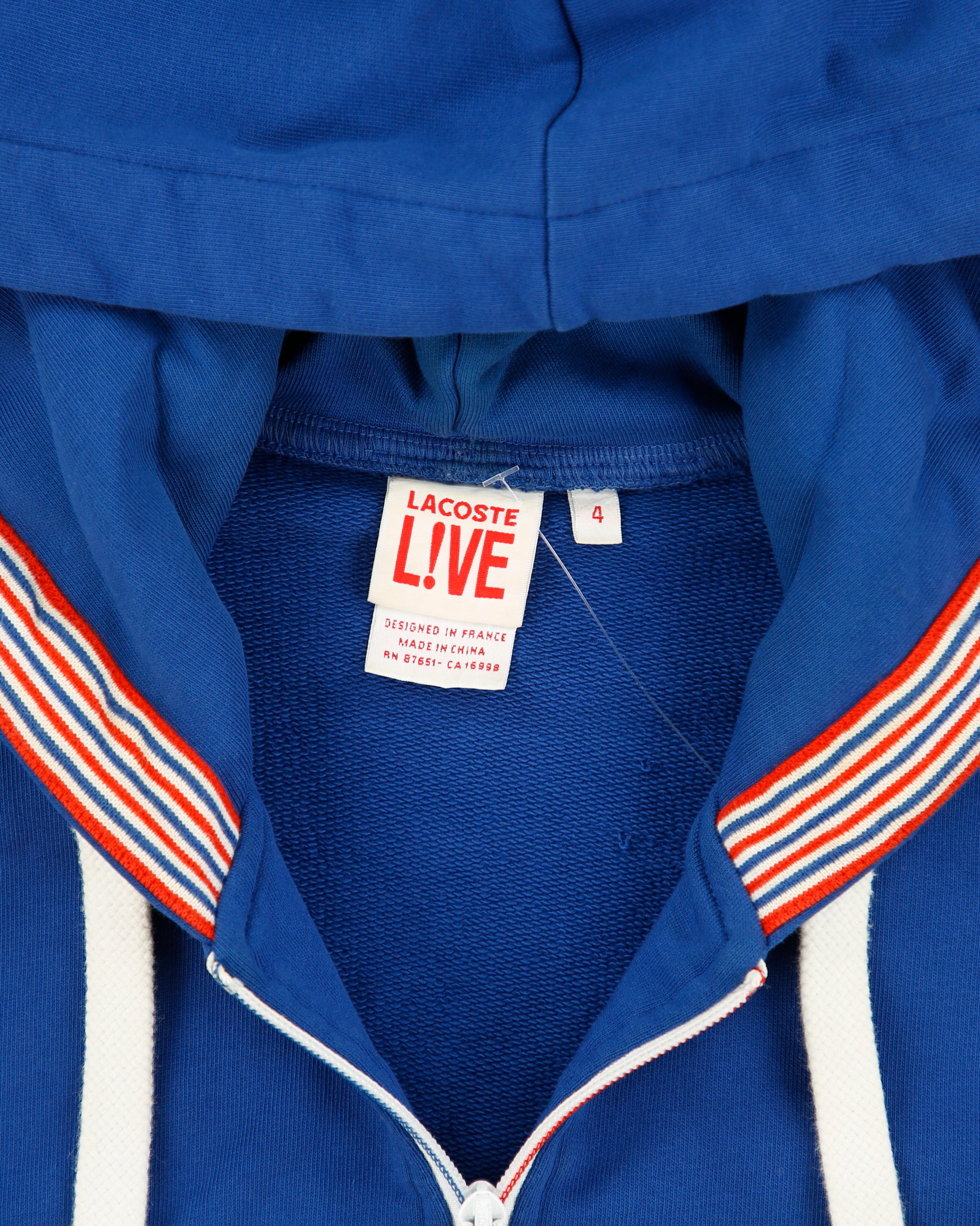 Vintage Lacoste L!VE Heavyweight France Detail Classic Pique Full-Zip Hoodie - M