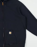 Vintage Carhartt Navy Midweight Fleece Lined Loose Fit Full-Zip Hoodie - XL