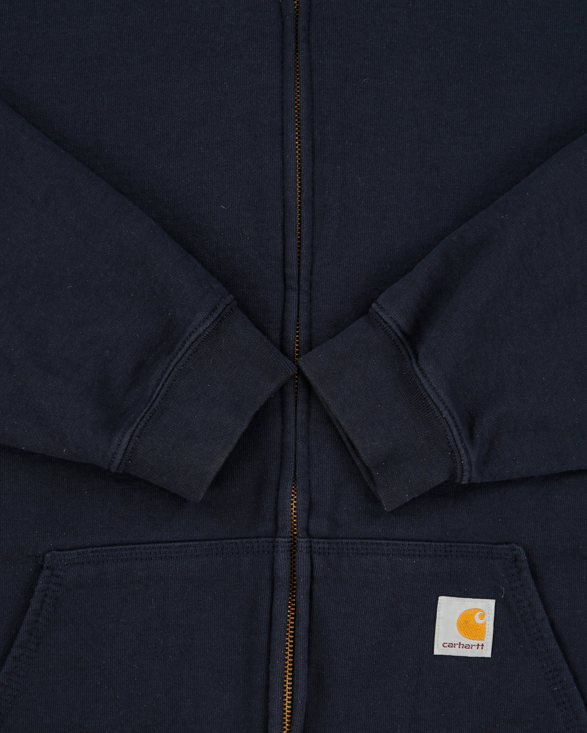 Vintage Carhartt Navy Midweight Fleece Lined Loose Fit Full-Zip Hoodie - XL