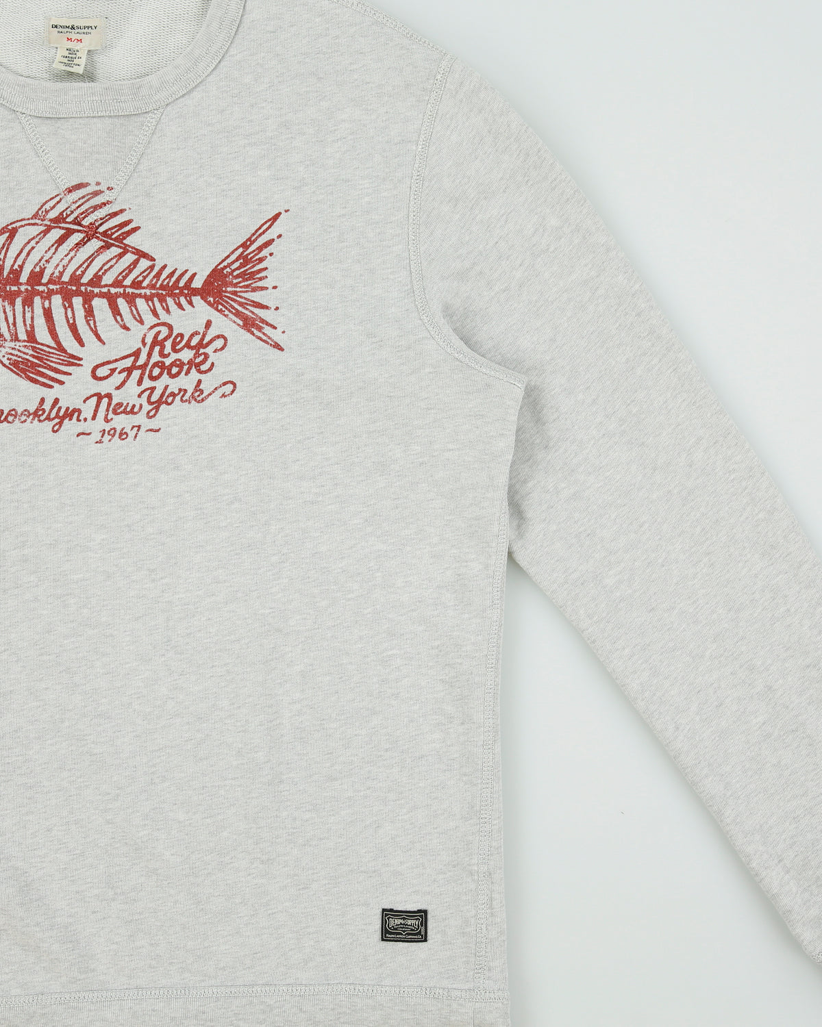 Vintage Ralph Lauren Denim &amp; Supply Marl Grey Reck Hook NY 1967 Crewneck Sweatshirt - M