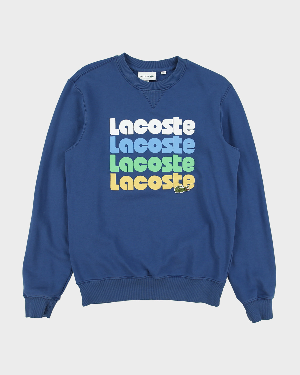 Vintage Lacoste Washed Marine Spell Out Classic Fit Crewneck Sweatshirt - S