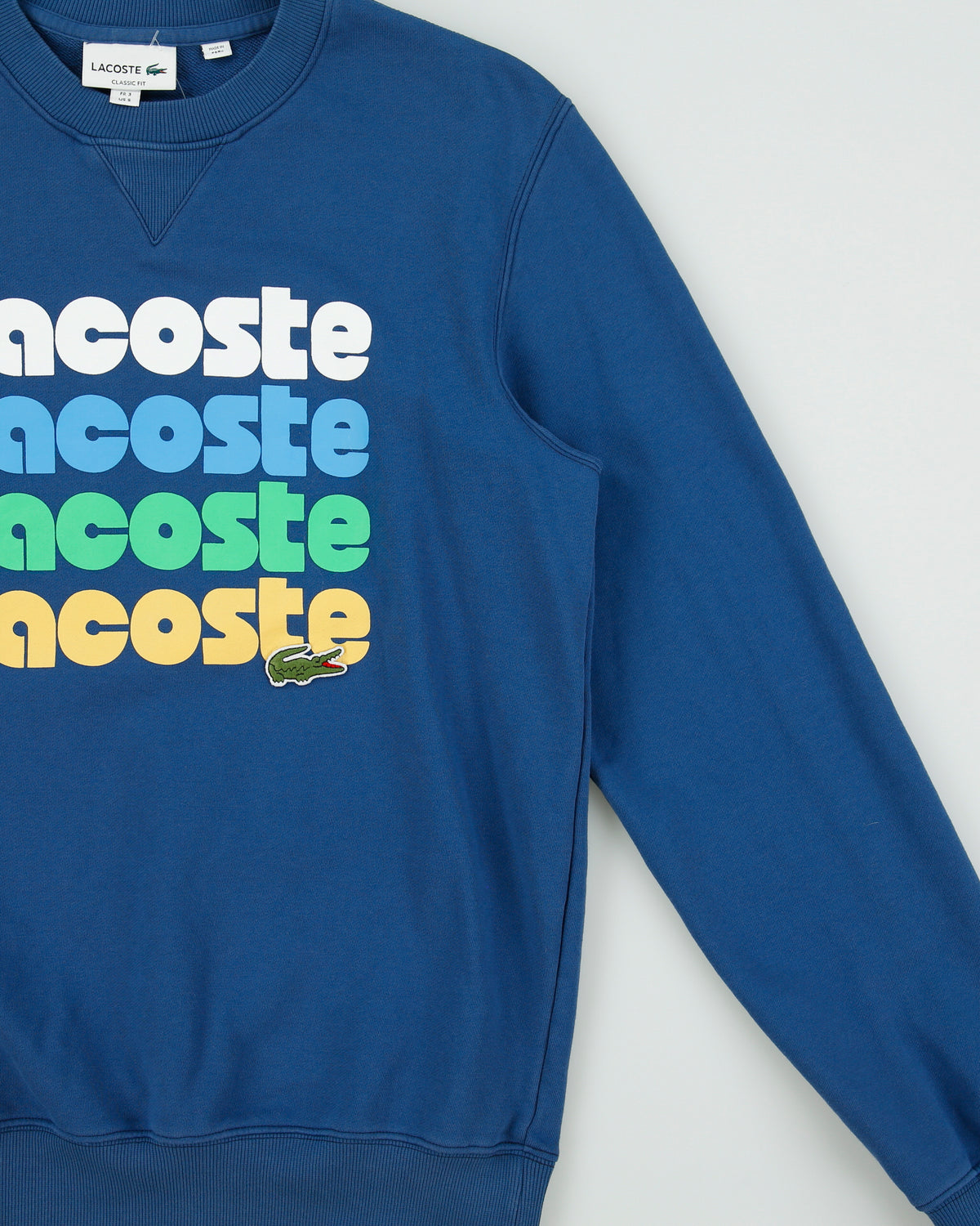 Vintage Lacoste Washed Marine Spell Out Classic Fit Crewneck Sweatshirt - S