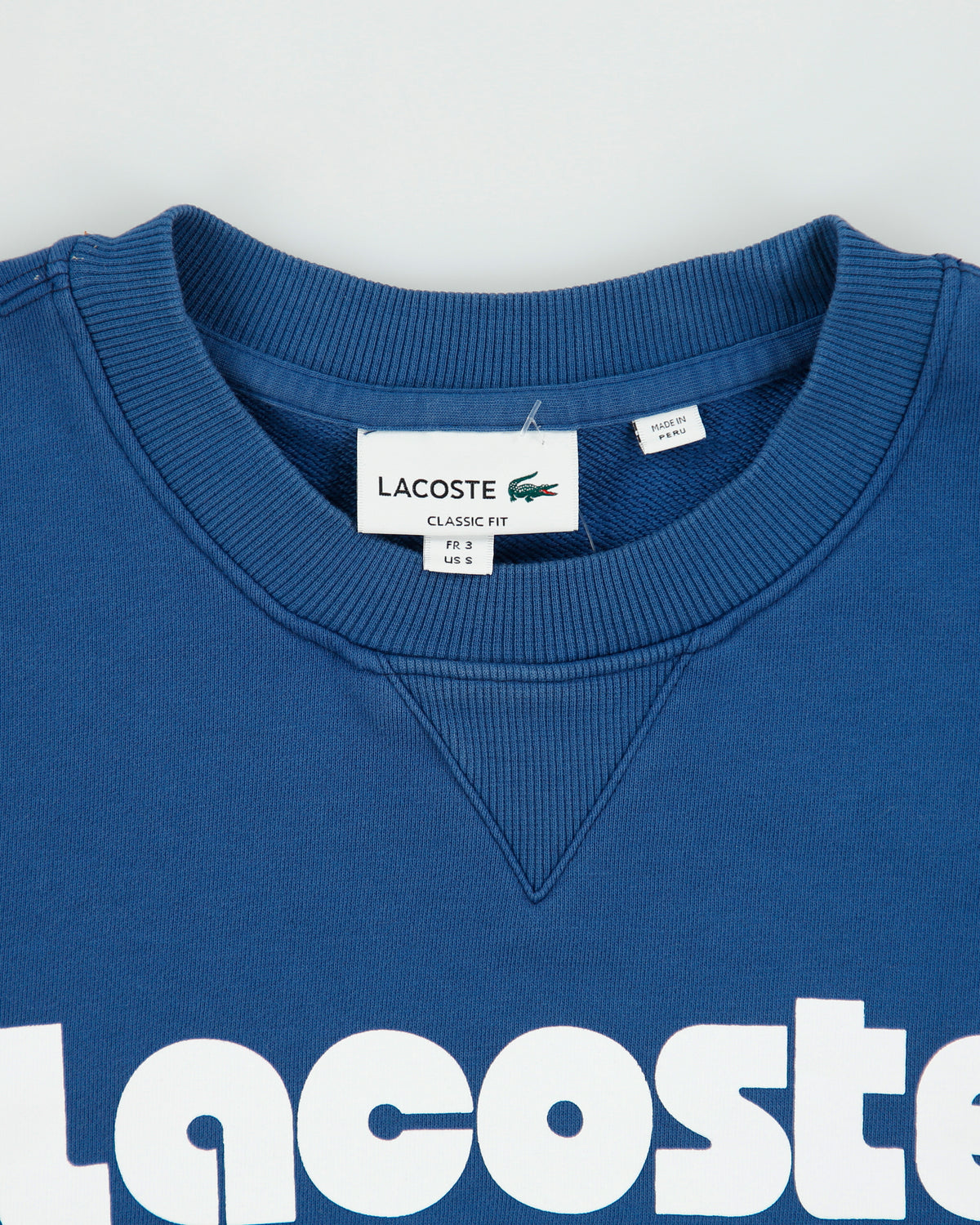 Vintage Lacoste Washed Marine Spell Out Classic Fit Crewneck Sweatshirt - S