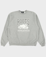 Vintage 1990s Roots Athletics Marl Grey Fleeced Lined Made In America Crewneck Sweatshirt - XL