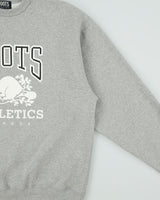 Vintage 1990s Roots Athletics Marl Grey Fleeced Lined Made In America Crewneck Sweatshirt - XL