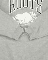 Vintage 1990s Roots Athletics Marl Grey Fleeced Lined Made In America Crewneck Sweatshirt - XL