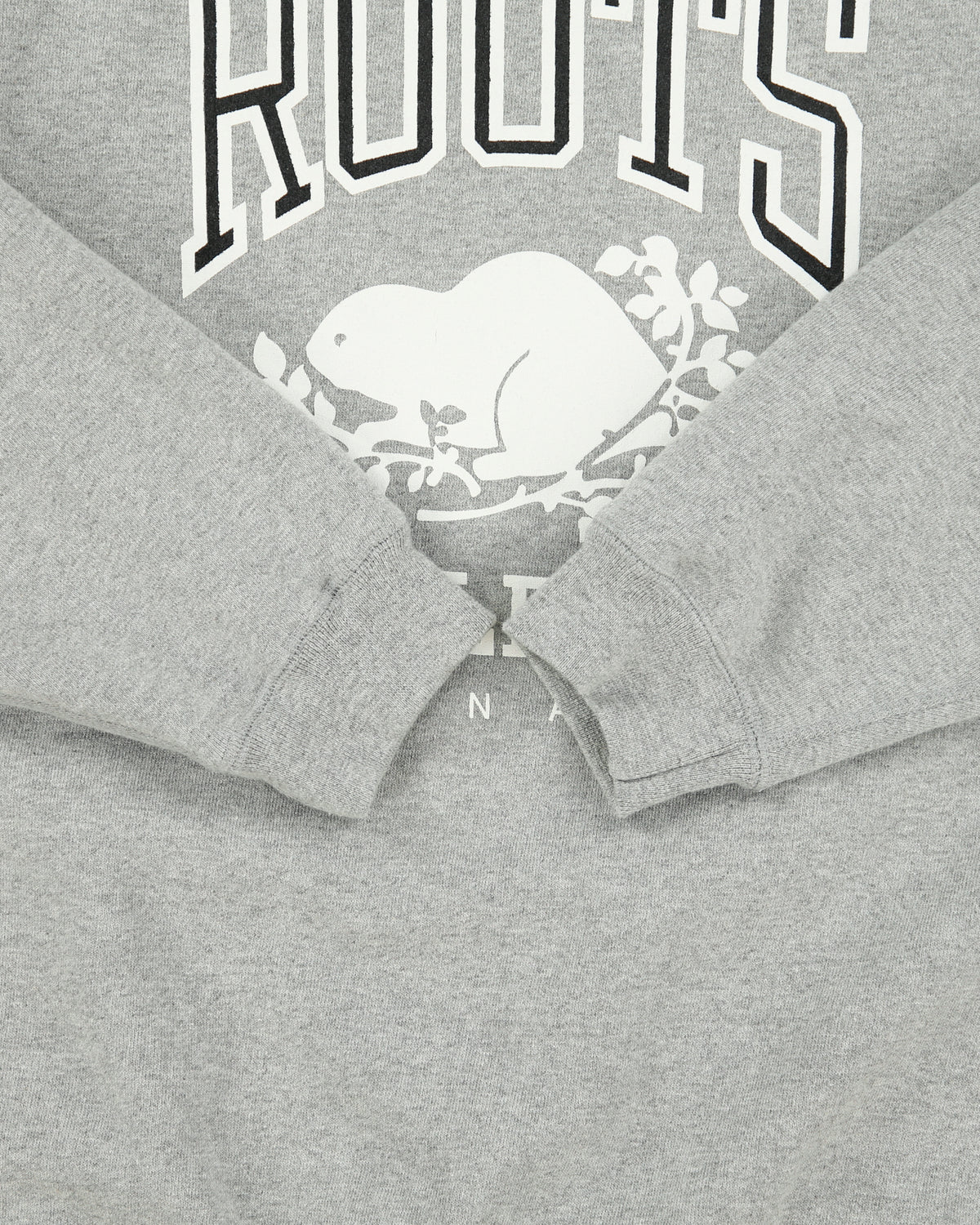 Vintage 1990s Roots Athletics Marl Grey Fleeced Lined Made In America Crewneck Sweatshirt - XL