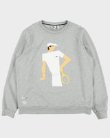 Vintage Lacoste x Rolland Garros Paris Marl Grey Heavyweight Crewneck Sweatshirt - XXL