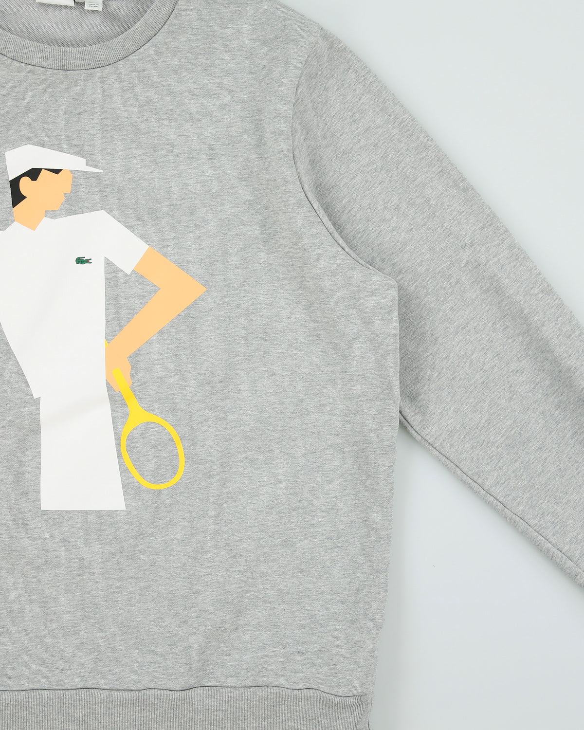 Vintage Lacoste x Rolland Garros Paris Marl Grey Heavyweight Crewneck Sweatshirt - XXL