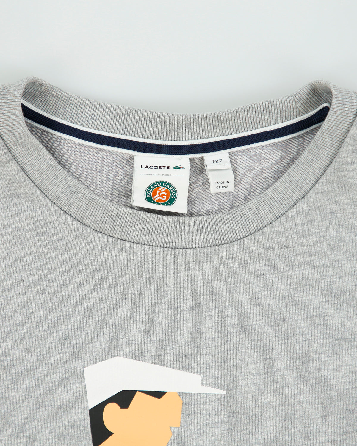 Vintage Lacoste x Rolland Garros Paris Marl Grey Heavyweight Crewneck Sweatshirt - XXL