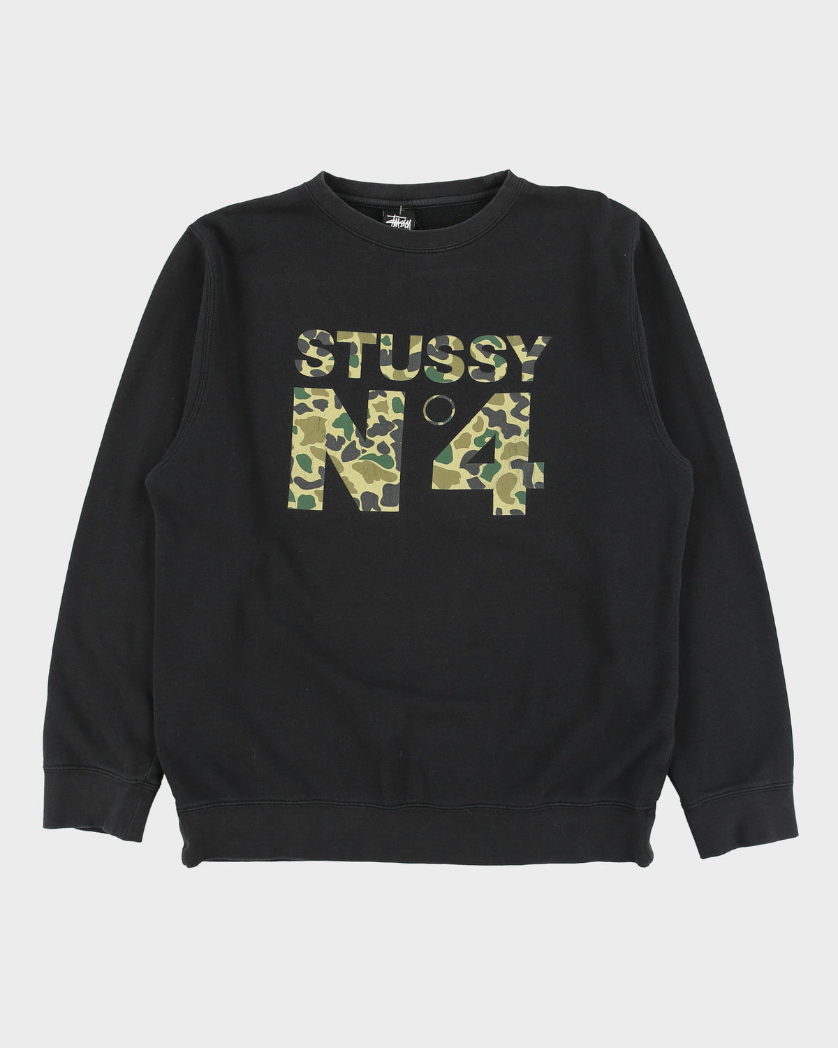 Vintage Stussy N°4 Duck Camo Made In USA Crewneck Sweatshirt - L