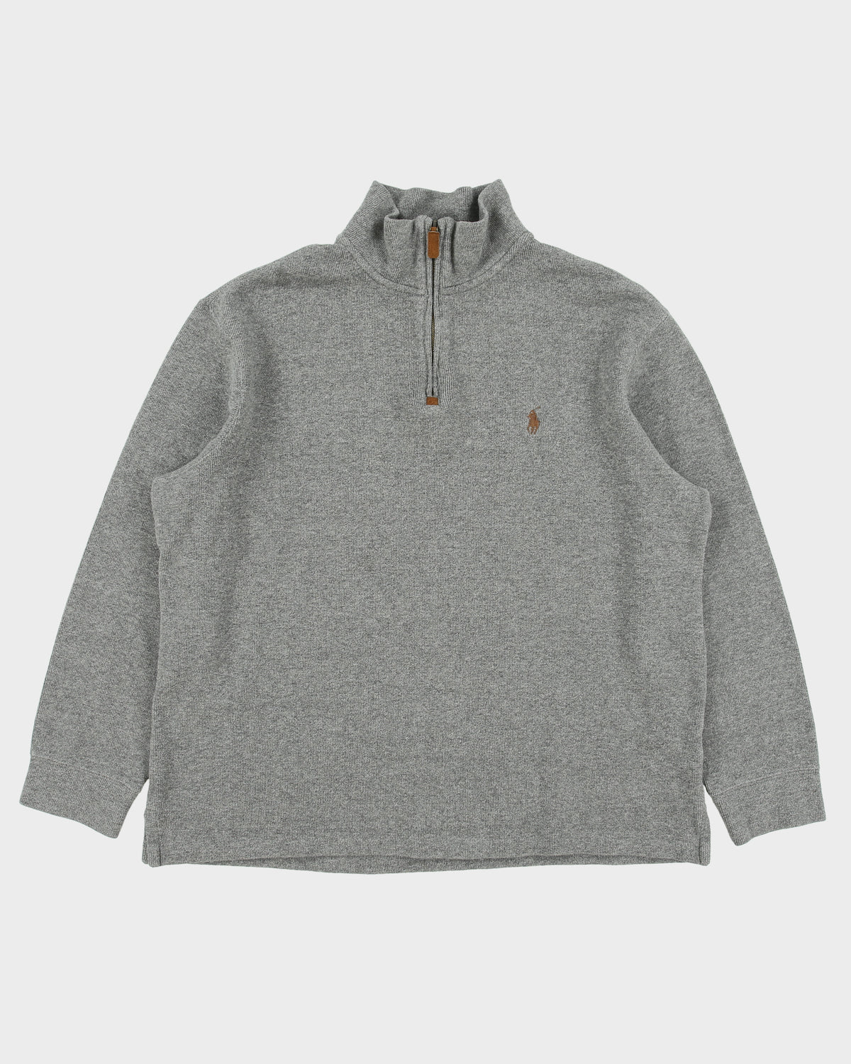 Vintage Polo Ralph Lauren Marl Grey Classic Quarter-Zip Sweatshirt - L