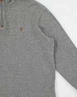 Vintage Polo Ralph Lauren Marl Grey Classic Quarter-Zip Sweatshirt - L