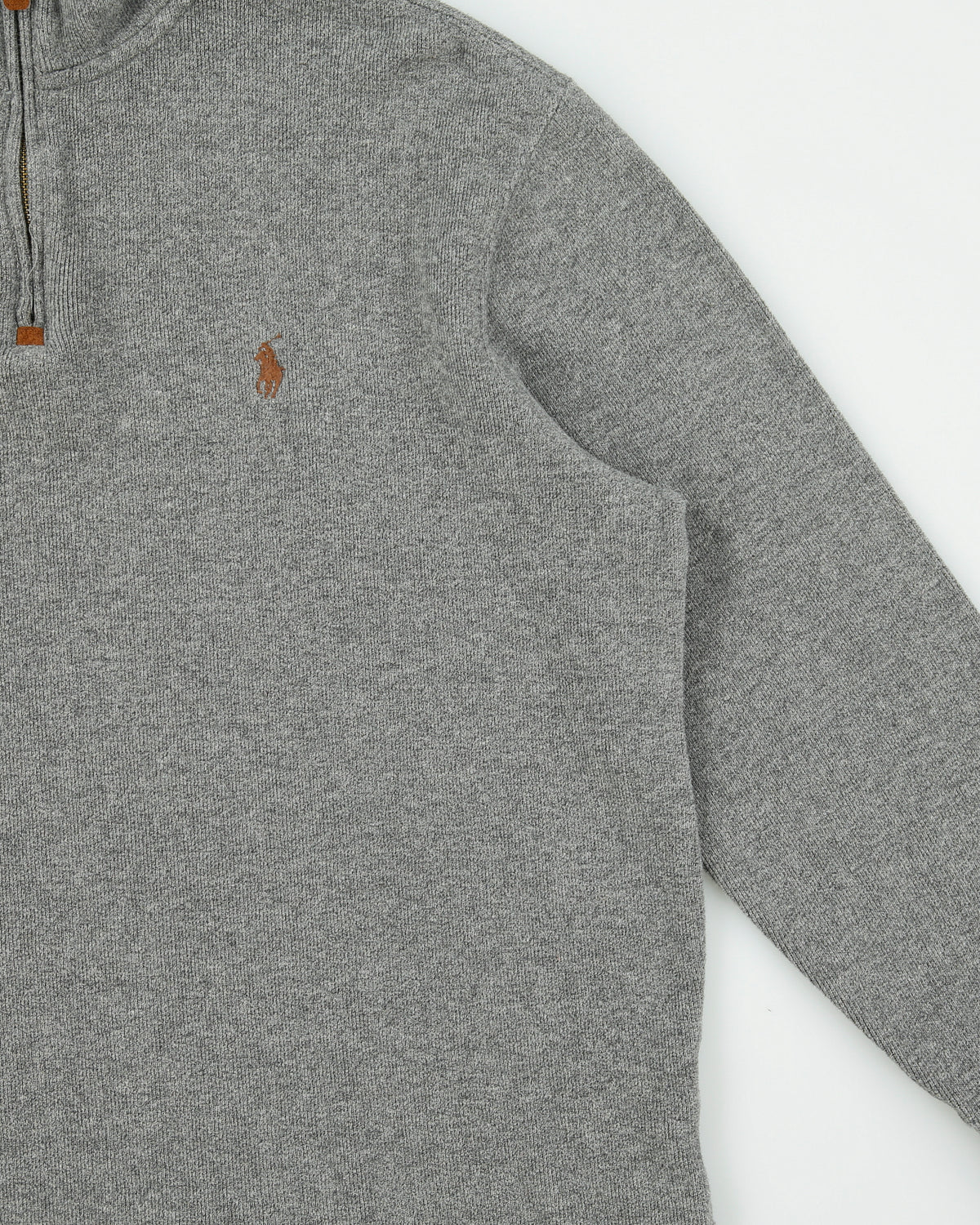 Vintage Polo Ralph Lauren Marl Grey Classic Quarter-Zip Sweatshirt - L