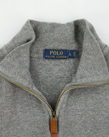 Vintage Polo Ralph Lauren Marl Grey Classic Quarter-Zip Sweatshirt - L