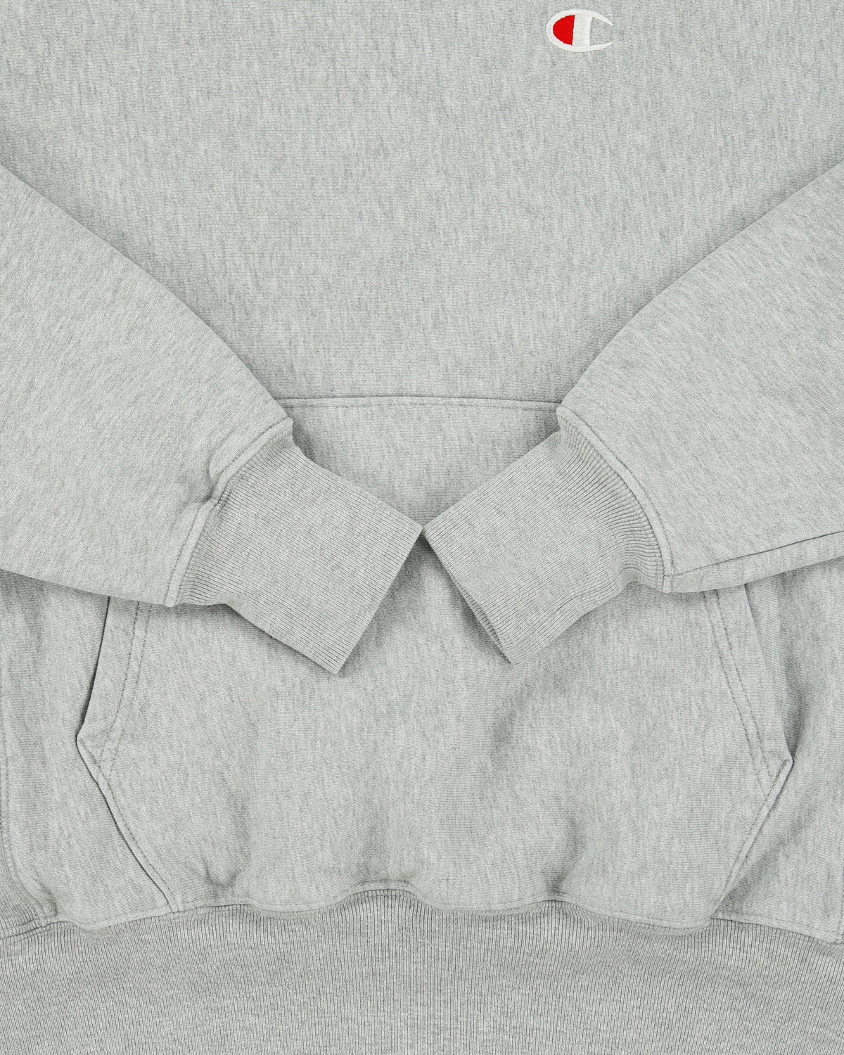 Vintage Champion Grey Marl Heavyweight Reverse Weave Pullover Hoodie - M