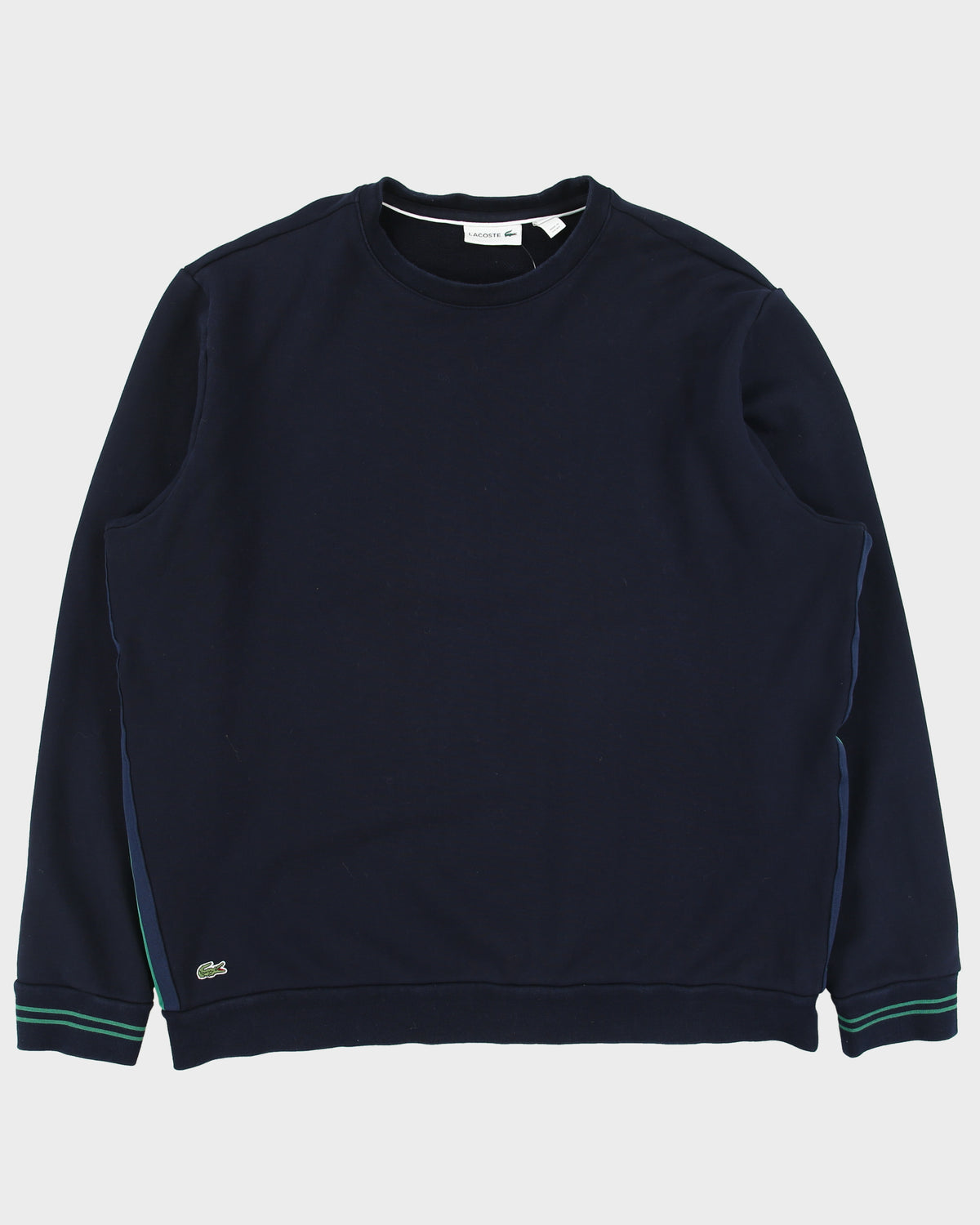 Vintage Lacoste Navy Stripe Taped Croc Pique Crewneck Sweatshirt - XXXL