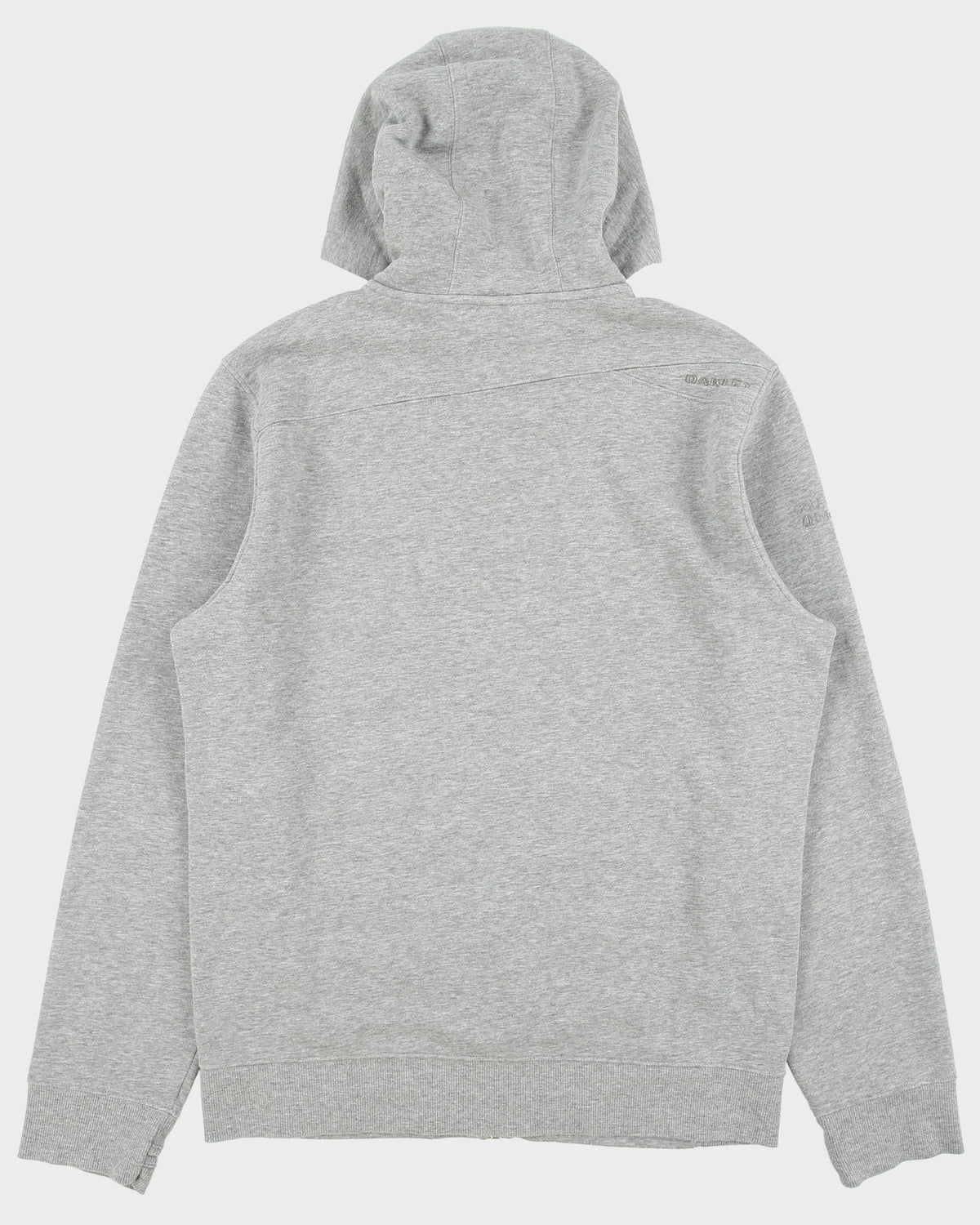 Vintage Y2K 00s Oakley Grey Marl Fleece Lined Embroidered O Logo Zip-Up Thumb Loop Hoodie - M