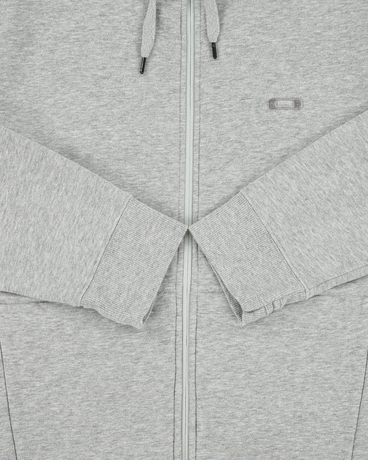 Vintage Y2K 00s Oakley Grey Marl Fleece Lined Embroidered O Logo Zip-Up Thumb Loop Hoodie - M