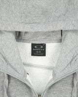 Vintage Y2K 00s Oakley Grey Marl Fleece Lined Embroidered O Logo Zip-Up Thumb Loop Hoodie - M