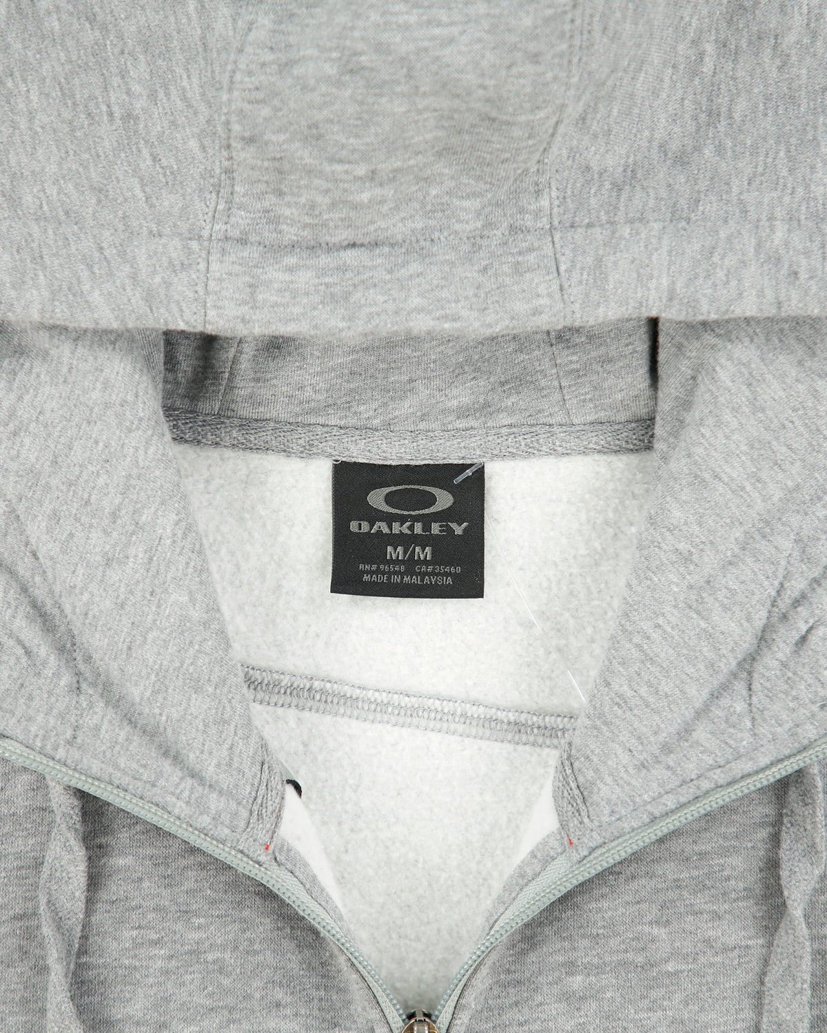 Vintage Y2K 00s Oakley Grey Marl Fleece Lined Embroidered O Logo Zip-Up Thumb Loop Hoodie - M