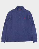 Vintage Polo Ralph Lauren Blue Marl Classic Quarter-Zip Sweatshirt - M