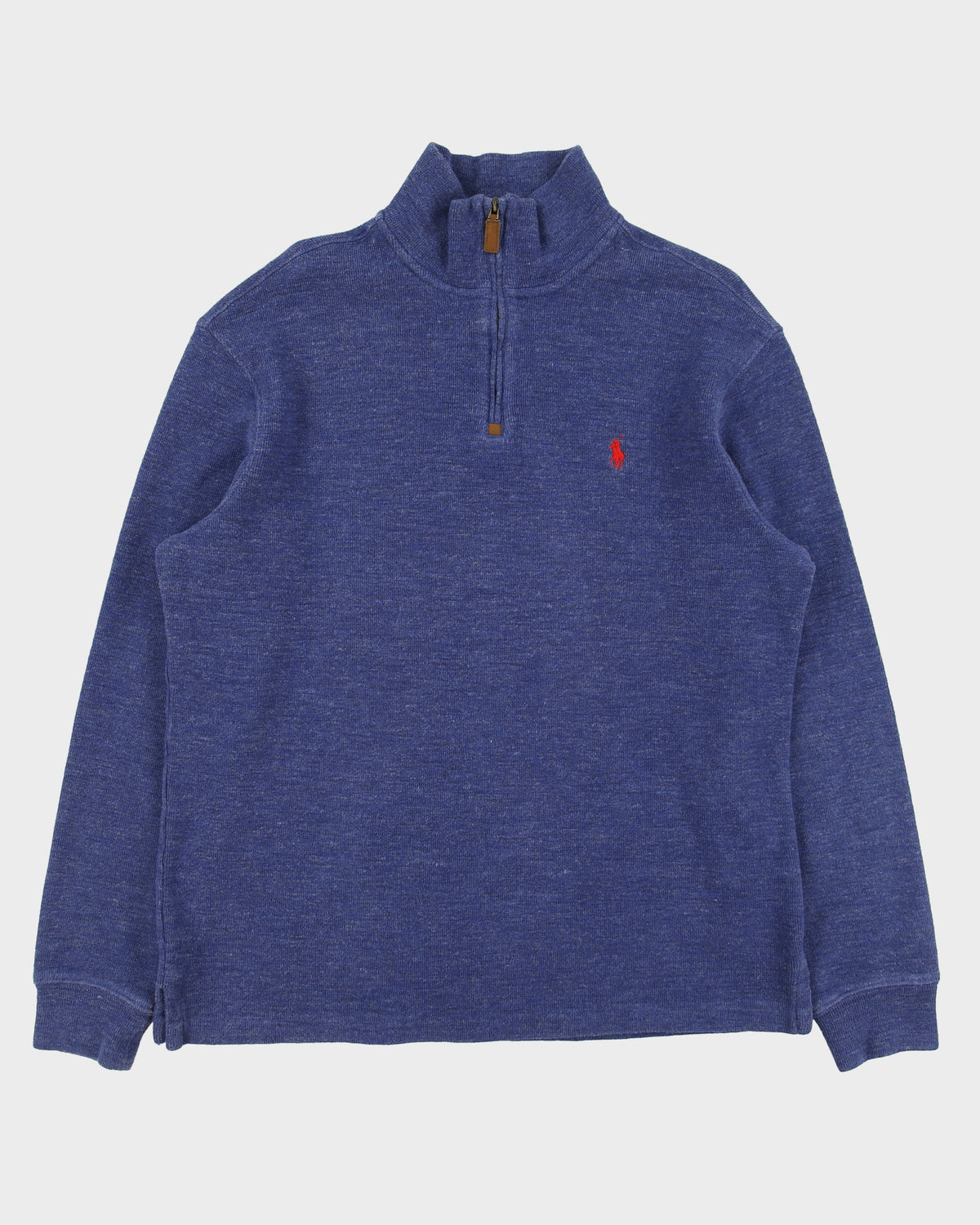 Vintage Polo Ralph Lauren Blue Marl Classic Quarter-Zip Sweatshirt - M