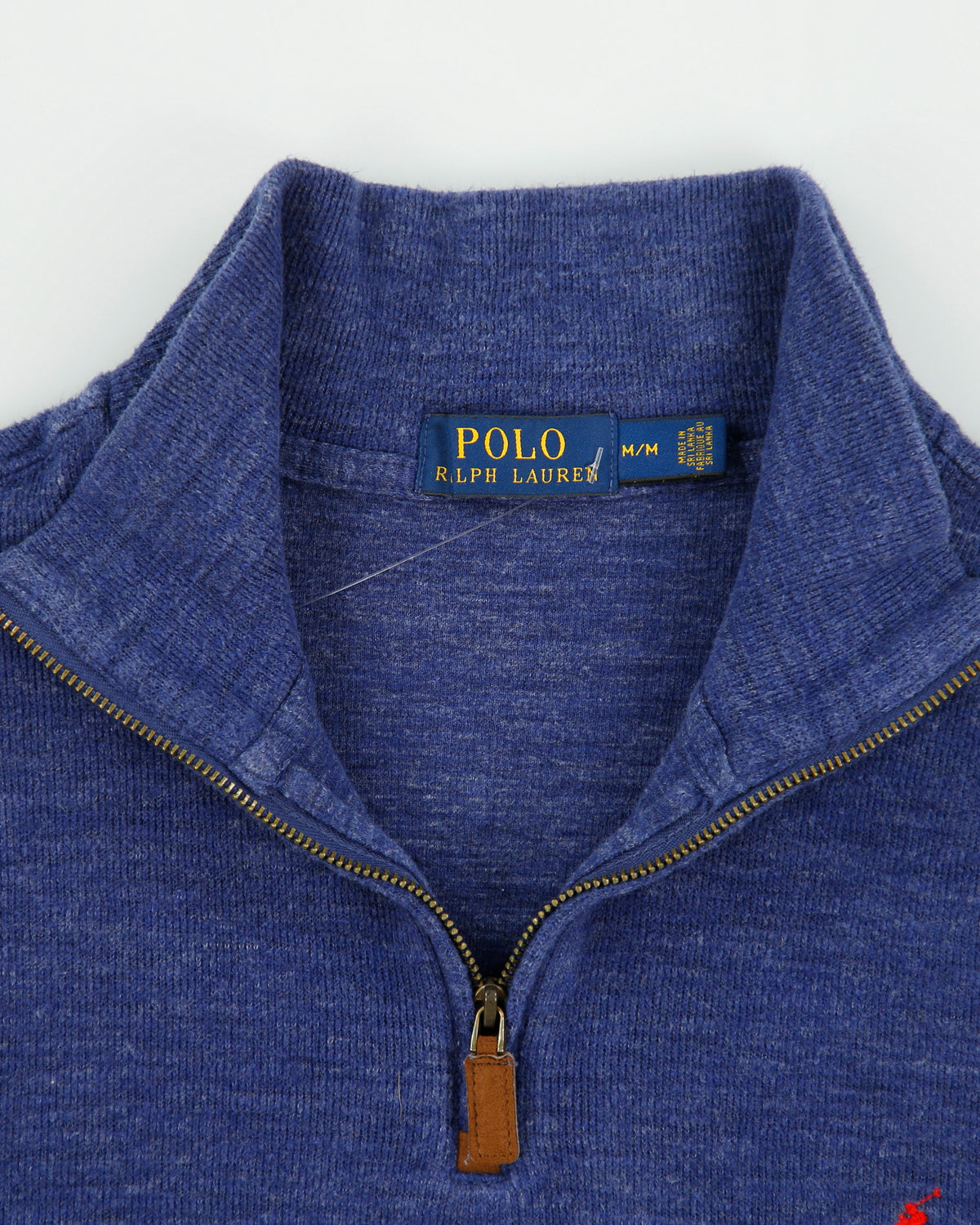 Vintage Polo Ralph Lauren Blue Marl Classic Quarter-Zip Sweatshirt - M