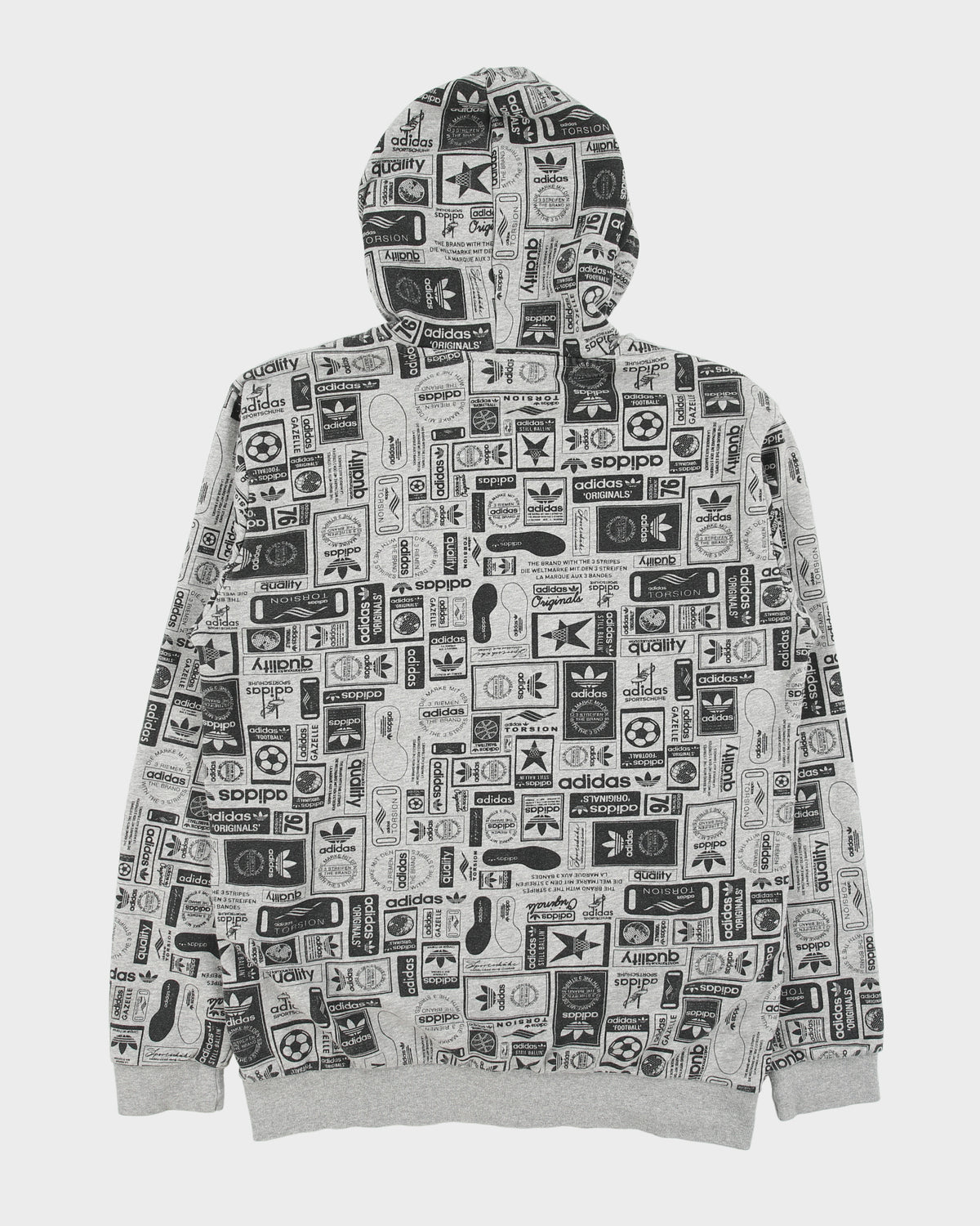 Vintage Adidas Originals Blueprint Model 3-Stripe Zip-Up Hoodie - M