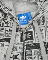 Vintage Adidas Originals Blueprint Model 3-Stripe Zip-Up Hoodie - M