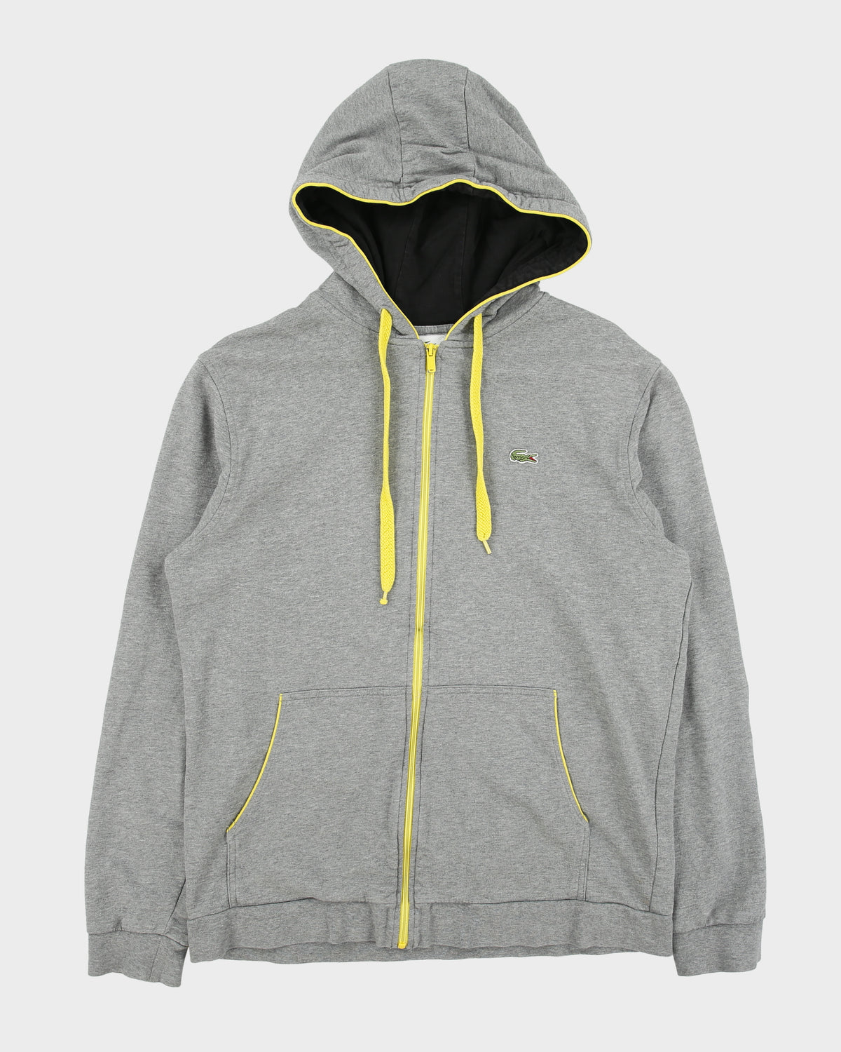 Vintage Y2K 00s Lacoste Sport Marl Grey 1927 Classic Pique Zip-Up Hoodie - XL
