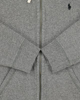 Vintage Polo Ralph Lauren Marl Grey Heavyweight Fleece Lined Classic Zip-Up Hoodie - XL