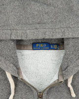 Vintage Polo Ralph Lauren Marl Grey Heavyweight Fleece Lined Classic Zip-Up Hoodie - XL