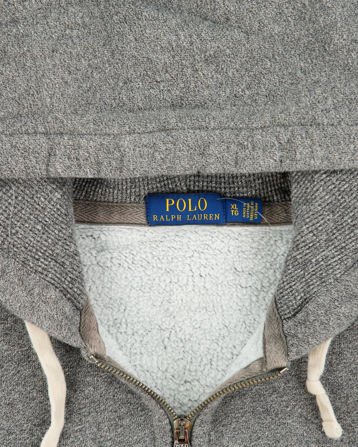 Vintage Polo Ralph Lauren Marl Grey Heavyweight Fleece Lined Classic Zip-Up Hoodie - XL
