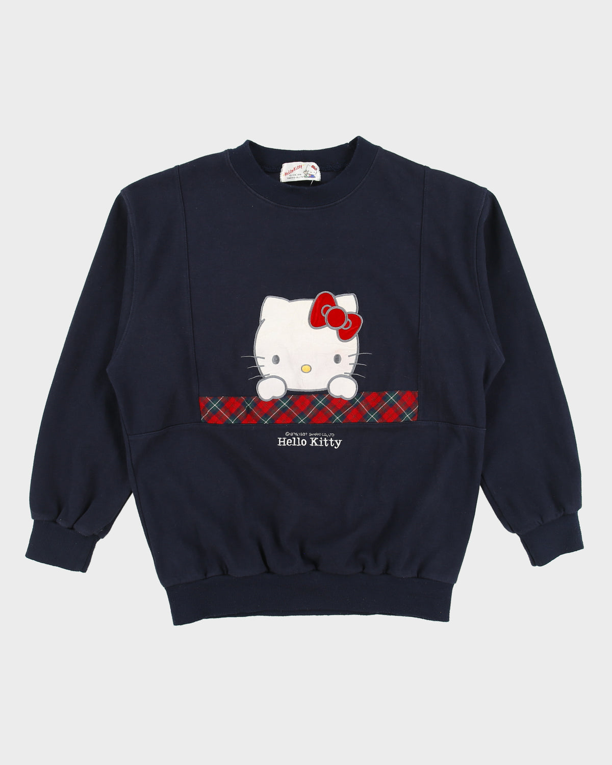 Vintage 1997 Sanrio Hello Kitty Tartan Embroidered Crewneck Sweatshirt - M