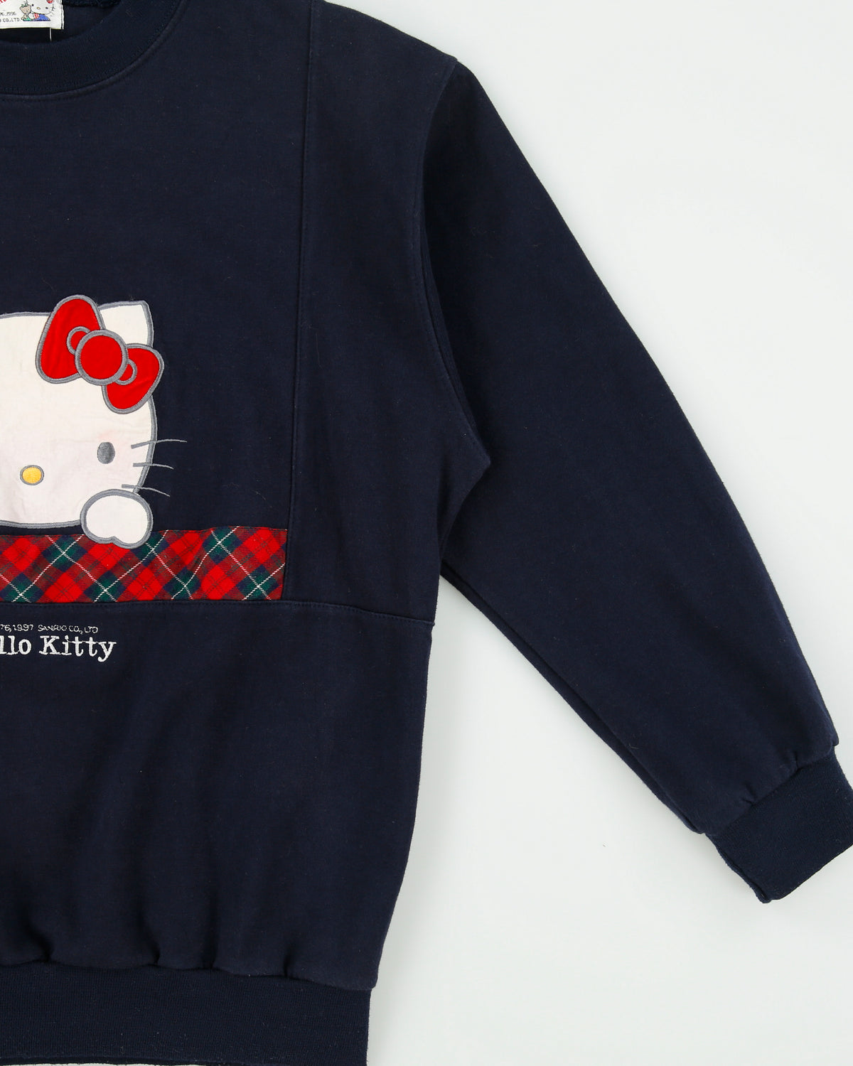 Vintage 1997 Sanrio Hello Kitty Tartan Embroidered Crewneck Sweatshirt - M