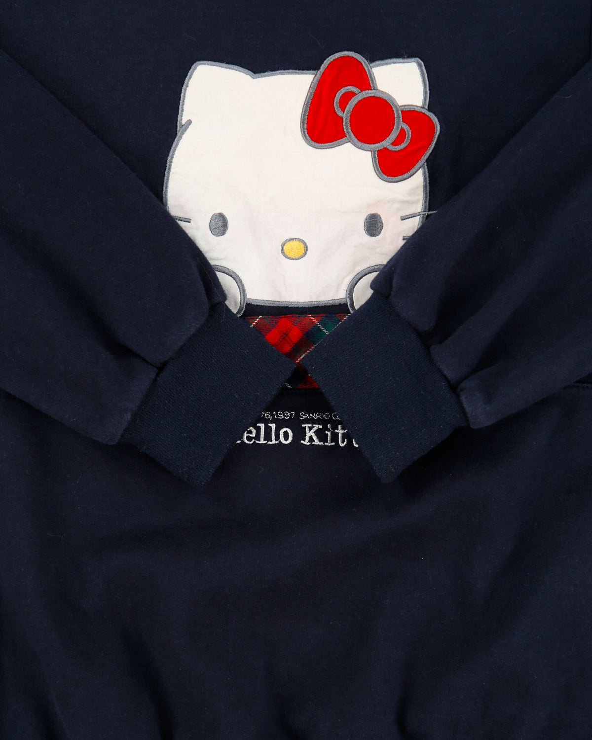 Vintage 1997 Sanrio Hello Kitty Tartan Embroidered Crewneck Sweatshirt - M