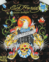 Vintage Y2K 00s Ed Hardy By Christian Audigier Faux Fur Lined Zip-Up Tattoo Hoodie - M