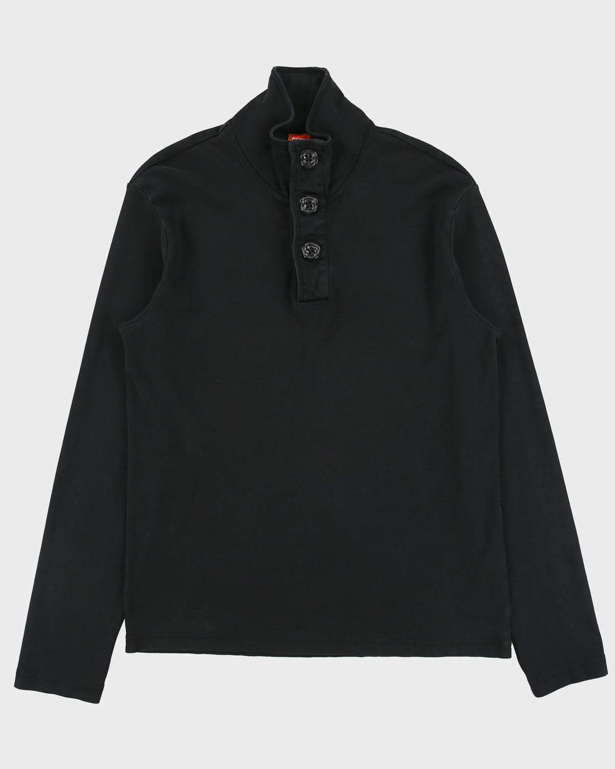 Vintage Hugo Boss Ribbed Button Collar Lightweight Sweatshirt - XL