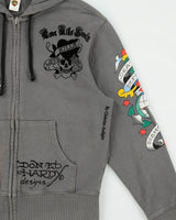 Vintage Y2K 00s Ed Hardy By Christian Audigier Love Kills Slowly Zip-Up Tattoo Hoodie - M
