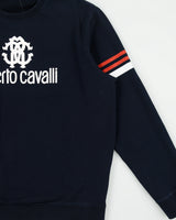 Vintage F/W 2008 Y2K Roberto Cavalli Spell Out Striped Crewneck Sweatshirt - XL
