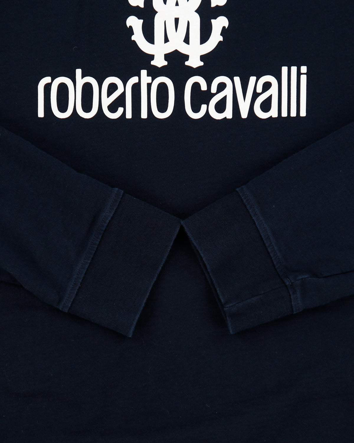 Vintage F/W 2008 Y2K Roberto Cavalli Spell Out Striped Crewneck Sweatshirt - XL