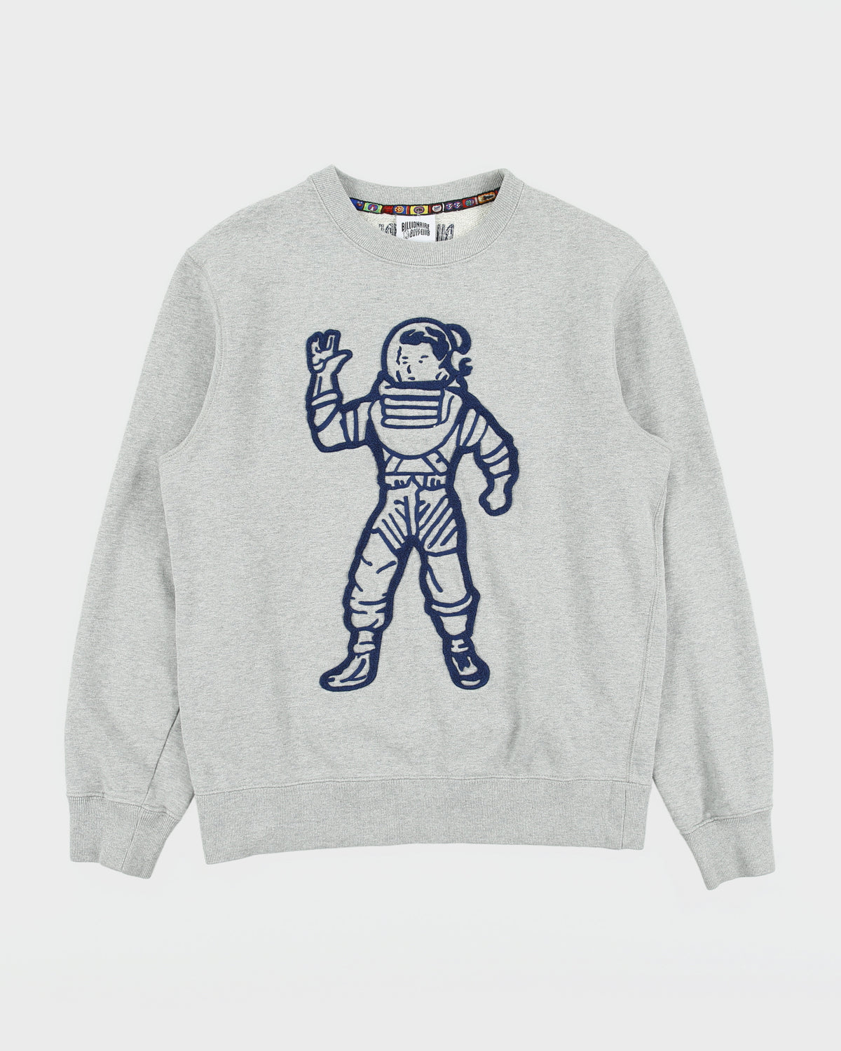 Billionaire Boys Club BBC Grey Marl Heavyweight Embroidered Astro Crewneck Sweatshirt - M